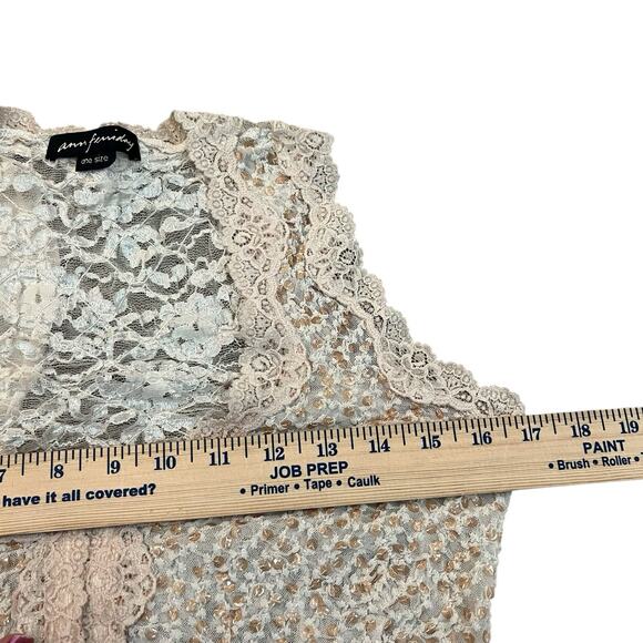 Y2K Ann Ferriday Lace Cropped Tank Top One Size Sequin Fairy Coquette Romantic - Picture 7 of 10